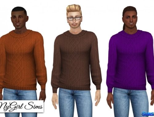 Cable Knit Collared Sweater at NyGirl Sims