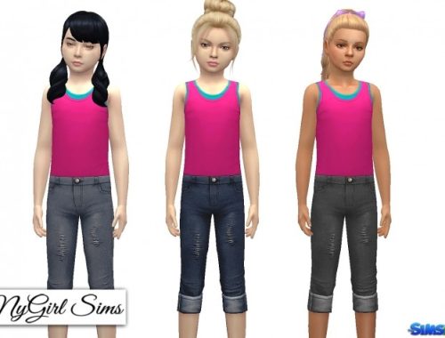 Distressed Denim Capri at NyGirl Sims
