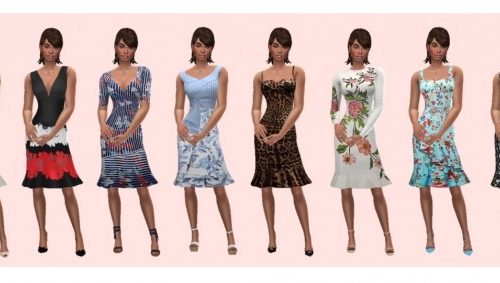 AAS FLARED HEM DRESS RECOLOUR at Sims4Sue