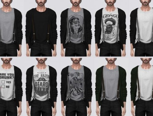 T-shirt with Suspenders + Cardigan at Darte77