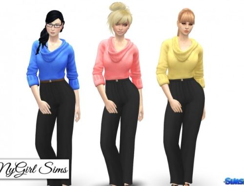 Belted Sweater Jumpsuit at NyGirl Sims