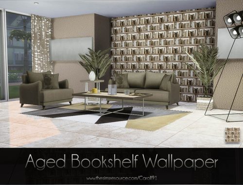Aged Bookshelf Wallpaper