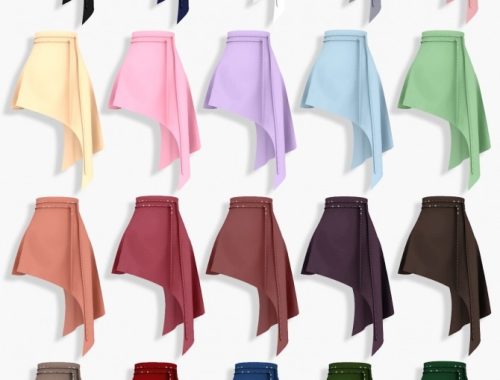 Ahri Asimetric skirt at BlueRose-Sims