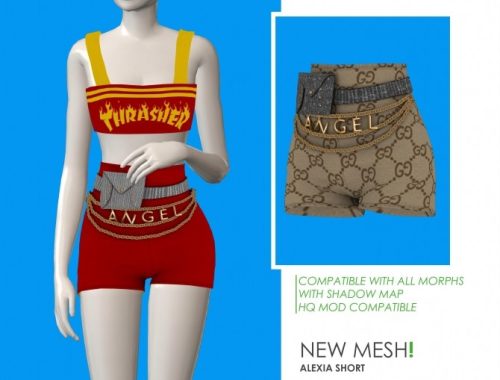ALEXIA TOP AND SHORTS by Thiago Mitchell at REDHEADSIMS