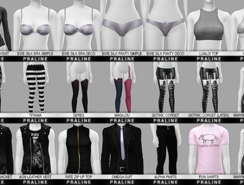 All clothes and stockings compiled at Praline Sims
