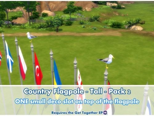 Animated Country Flagpoles Tall Pack 2 by Bakie at Mod The Sims