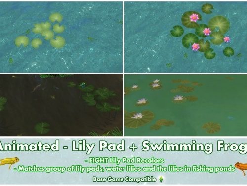 Animated Lily Pad + Swimming Frogs by Bakie at Mod The Sims