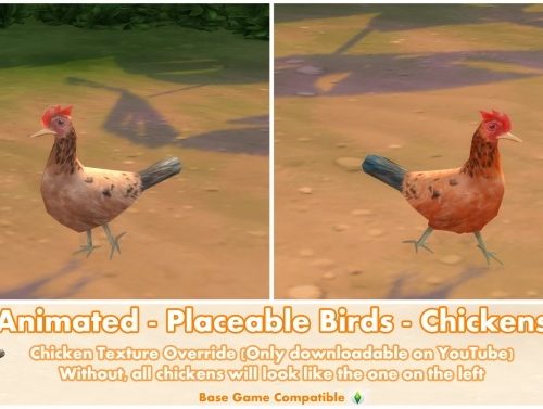 Animated Placeable Birds – Chickens by Bakie at Mod The Sims