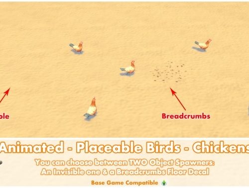 Animated Placeable Birds – Chickens by Bakie at Mod The Sims