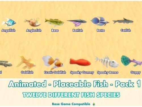 Animated Placeable Fish Pack 1 by Bakie at Mod The Sims