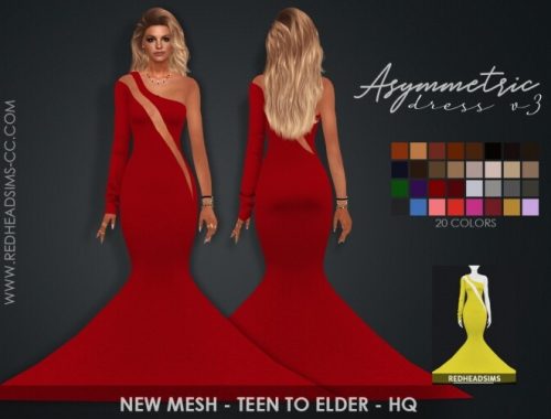 ASYMMETRIC DRESSES by Thiago Mitchell at REDHEADSIMS