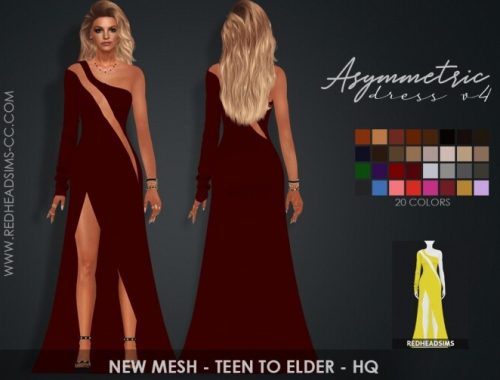 ASYMMETRIC DRESSES by Thiago Mitchell at REDHEADSIMS