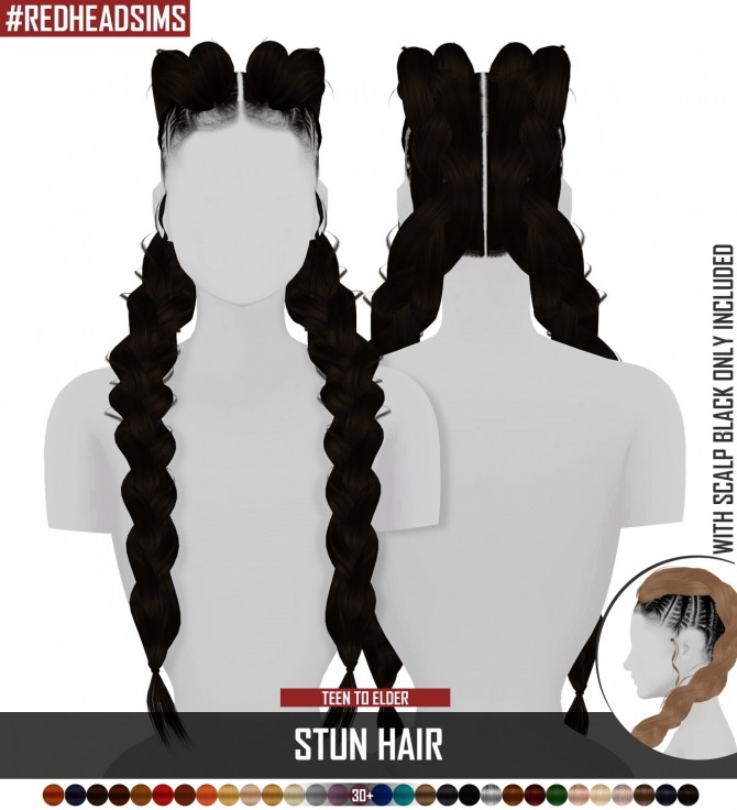STUN HAIR by Thiago Mitchell at REDHEADSIMS - The Sims 4 Catalog