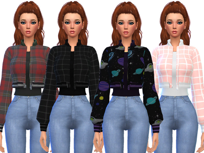 Snazzy Bomber Jacket Top - GET FAMOUS NEEDED - The Sims 4 Catalog