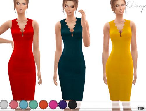 Wave Neck Midi Dress