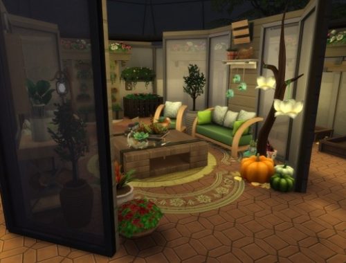 Cozy Glass Green House (no CC) by PinkyDude at Mod The Sims