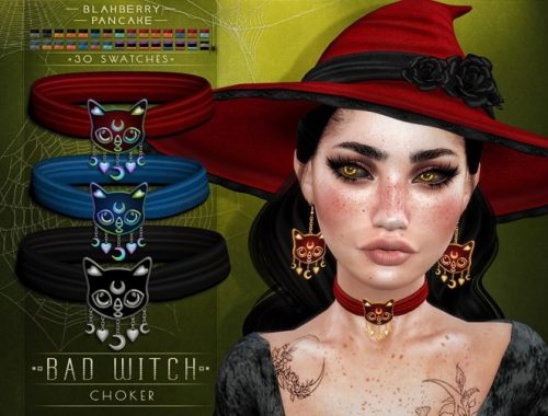 Bad witch hat, choker & earrings at Blahberry Pancake