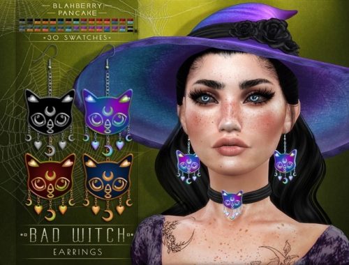 Bad witch hat, choker & earrings at Blahberry Pancake
