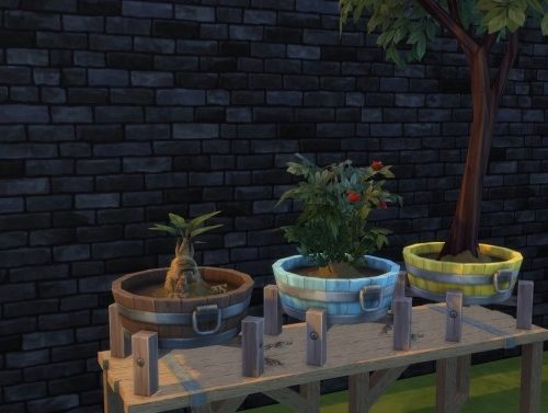 Barrel planter pot by Serinion at Mod The Sims