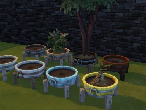 Barrel planter pot by Serinion at Mod The Sims