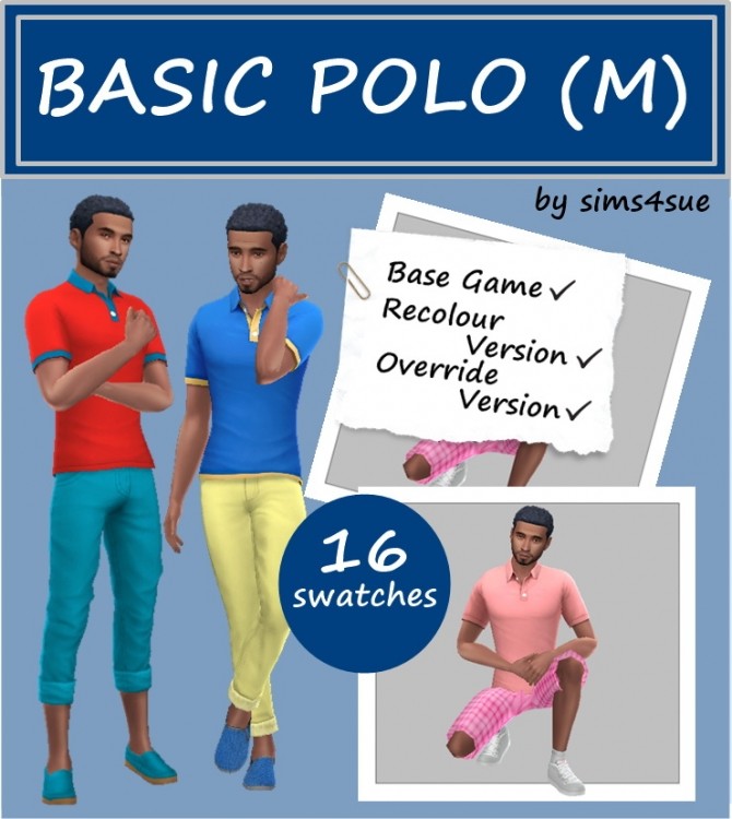 BASE GAME BASIC POLO (M) at Sims4Sue - The Sims 4 Catalog