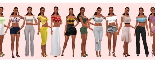 BASE GAME OFF-SHOULDER CROP TOP at Sims4Sue