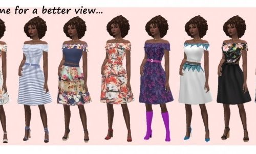 BASE GAME OFF-SHOULDER DRESS at Sims4Sue