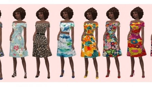 BASE GAME OFF-SHOULDER DRESS at Sims4Sue