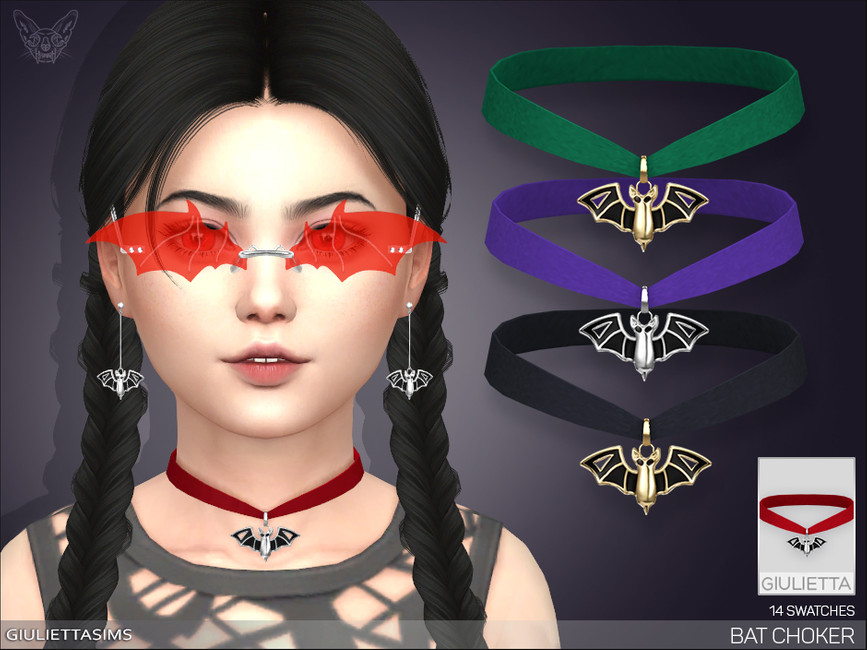 Bat Velvet Choker For Kids - The Sims 4 Catalog