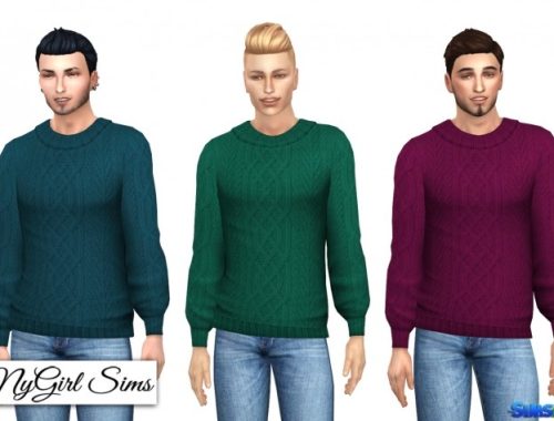 Cable Knit Collared Sweater at NyGirl Sims