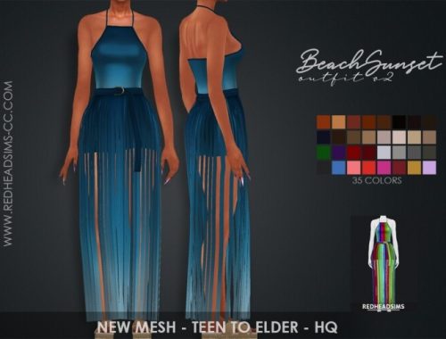 BEACH SUNSET OUTFIT by Thiago Mitchell at REDHEADSIMS
