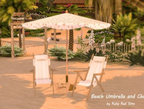 Beach Umbrella and Chairs at Ruby’s Home Design