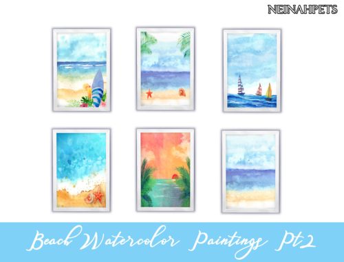 Beach Watercolor Paintings Collection