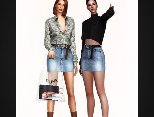 Belted Denim Mini Skirt at Gorilla