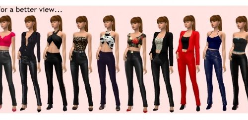 BG LEATHER PANTS & TOP at Sims4Sue