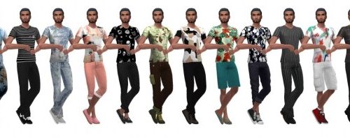 BG PRINTED VEE NECK (M) at Sims4Sue
