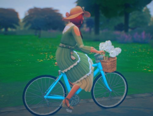 Bicycle with lilac in basket by Pocci at Garden Breeze Sims 4