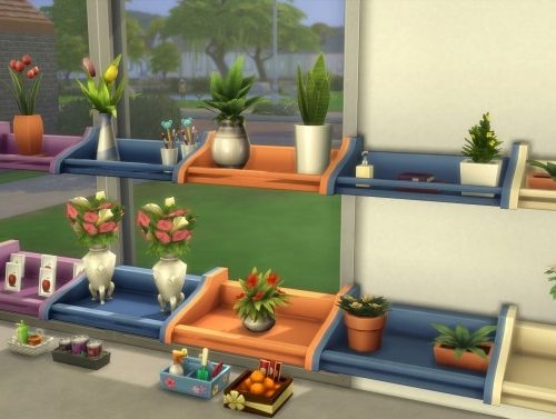 Bigger display shelves with extra slots by Cocomama at Mod The Sims