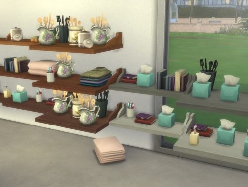 Bigger display shelves with extra slots by Cocomama at Mod The Sims