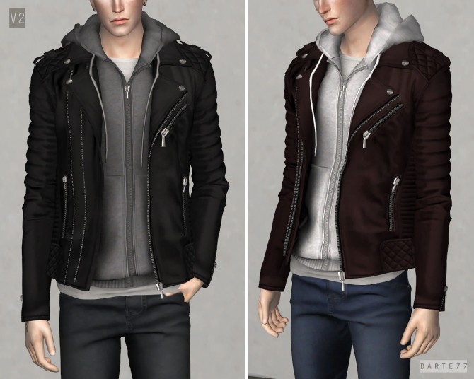 Biker Jacket w/ Hoodie v2 at Darte77 - The Sims 4 Catalog