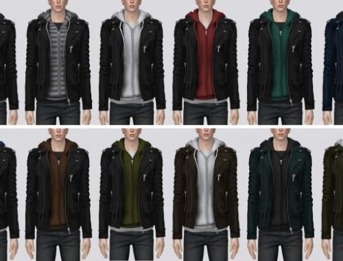 Biker Jacket w/ Hoodie v2 at Darte77
