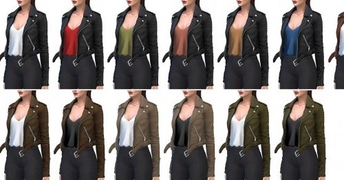 Biker Leather Jacket (Tank Top) at Darte77