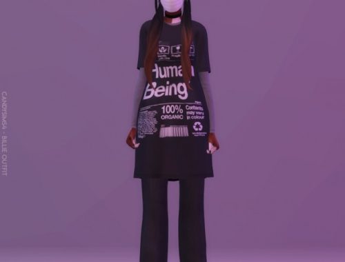 BILLIE OUTFIT: oversized top + pants at Candy Sims 4