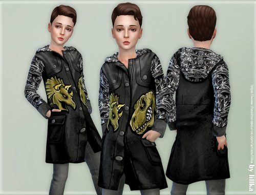 Black Dinosaur Coat for Boys