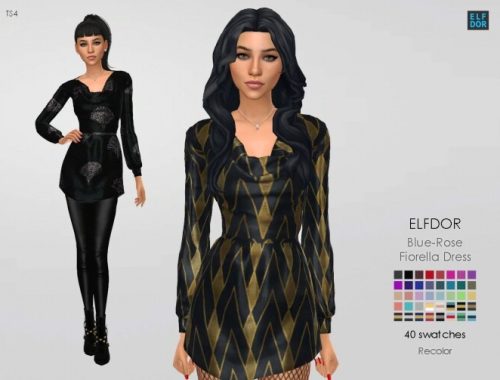 BlueRose Fiorella Dress RC at Elfdor Sims