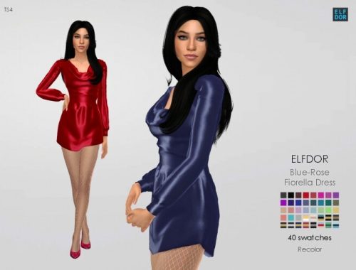 BlueRose Fiorella Dress RC at Elfdor Sims