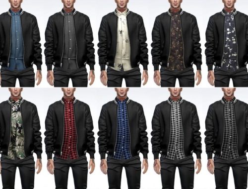 Bomber Jacket with Leather Sleeves at Darte77
