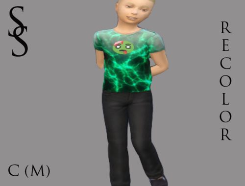 Boy's T-Shirt, Zombie and Lightening (Recolor)