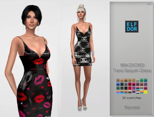 BRADFORD Tara Sequin Dress RC at Elfdor Sims