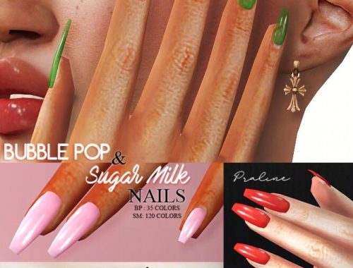 BUBBLE POP & SUGAR MILK Coffin Nails at Praline Sims